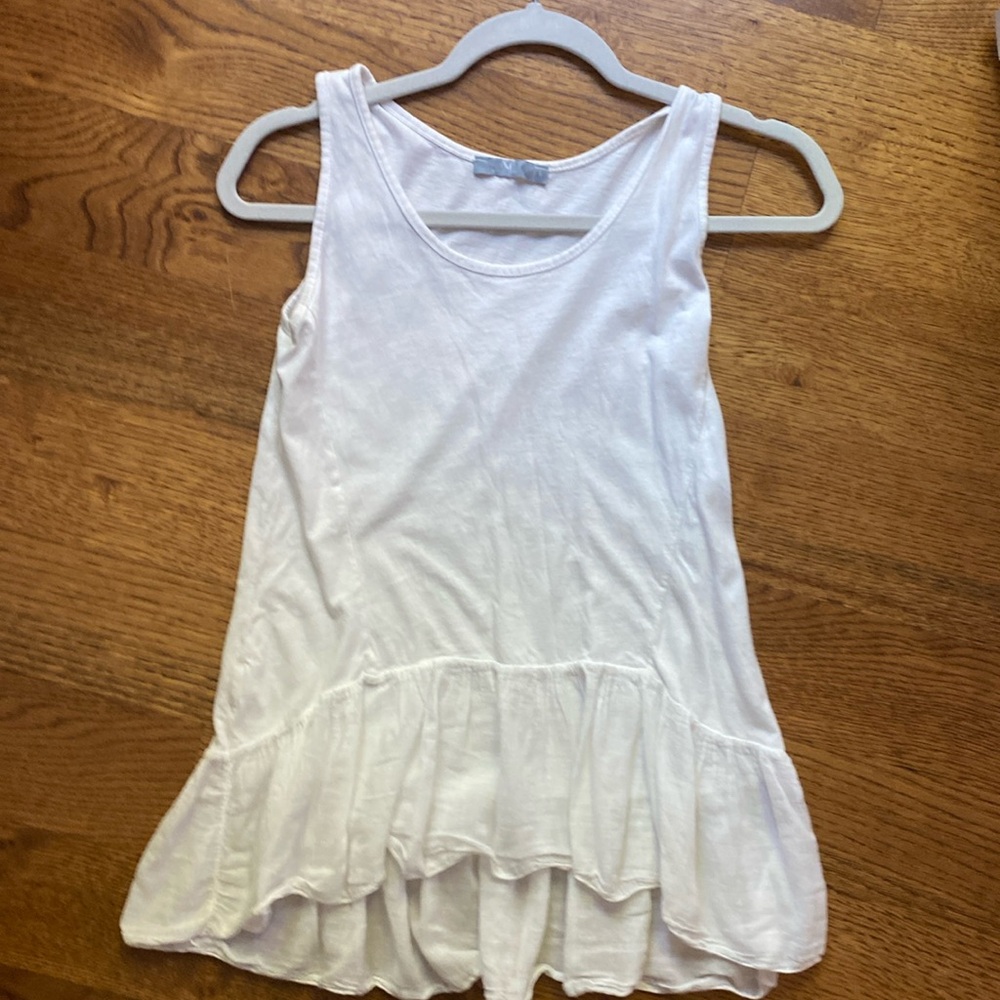 White cotton tunic tank with ruffle from AM Basic Collection Italy